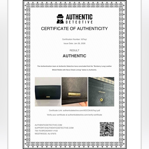 Burberry Black Leather Long Wallet w/ Classic Nova Check Lining w/ COA - Picture 16 of 16